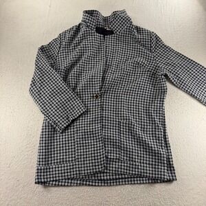 Camy Blazer Women 20 Black White Plaid Single Button Made in USA VTG 90s